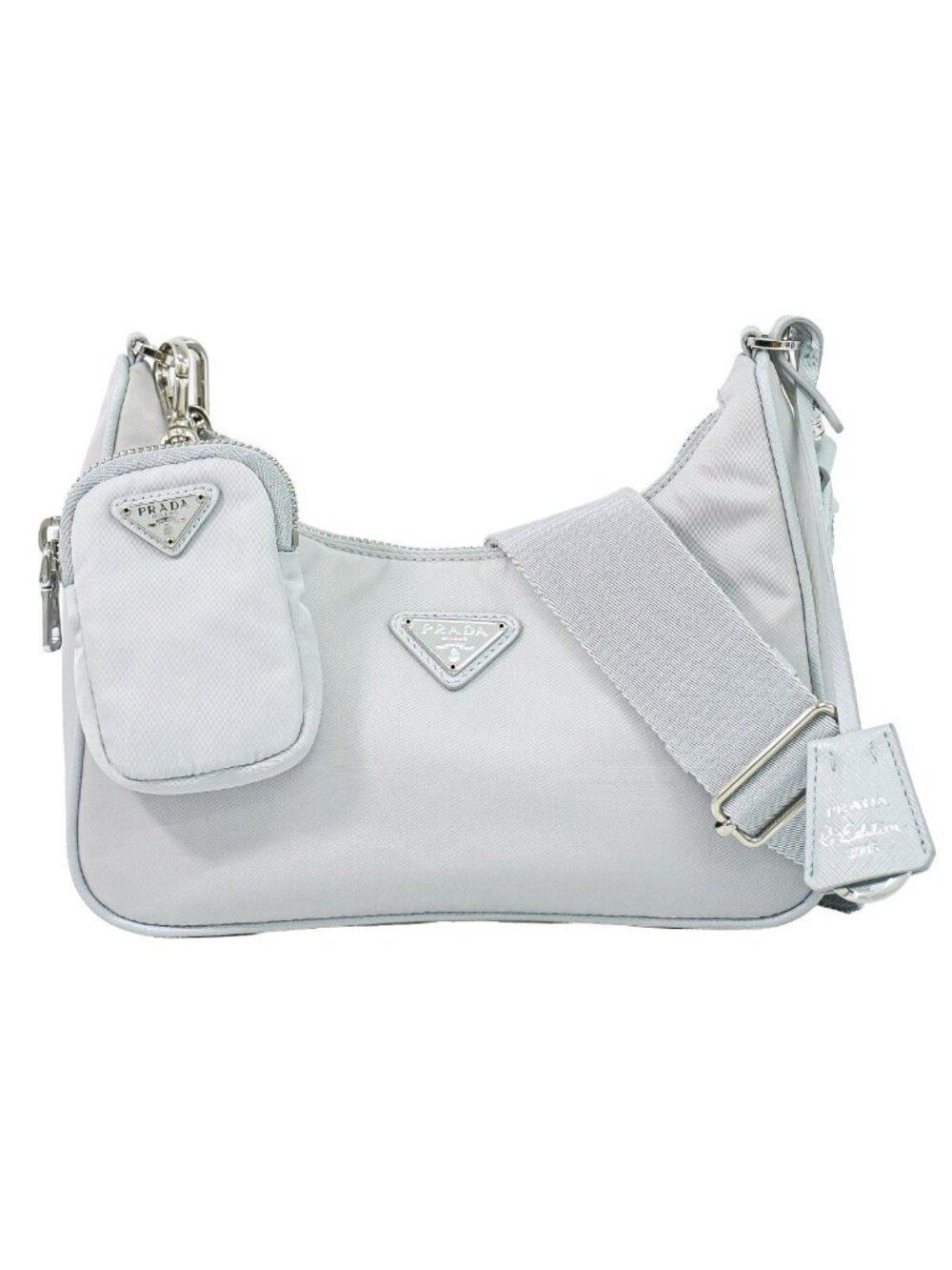 Prada Re Edition Shoulder Bag Pochette Nylon Light Gray